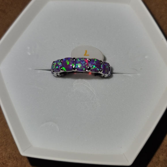 BP Amethyst Fire Opal 3 pc. Set: Necklace, Earrings, & Ring size 7
